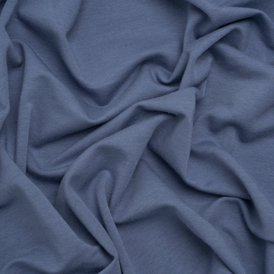 Soft blue viscose knit fabric made from beech trees