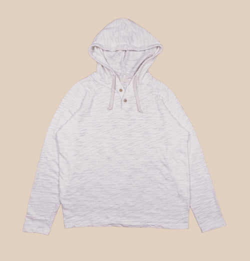 BreezeWeight Pullover Hoodie in Pearle, lightweight organic cotton slub knit, front